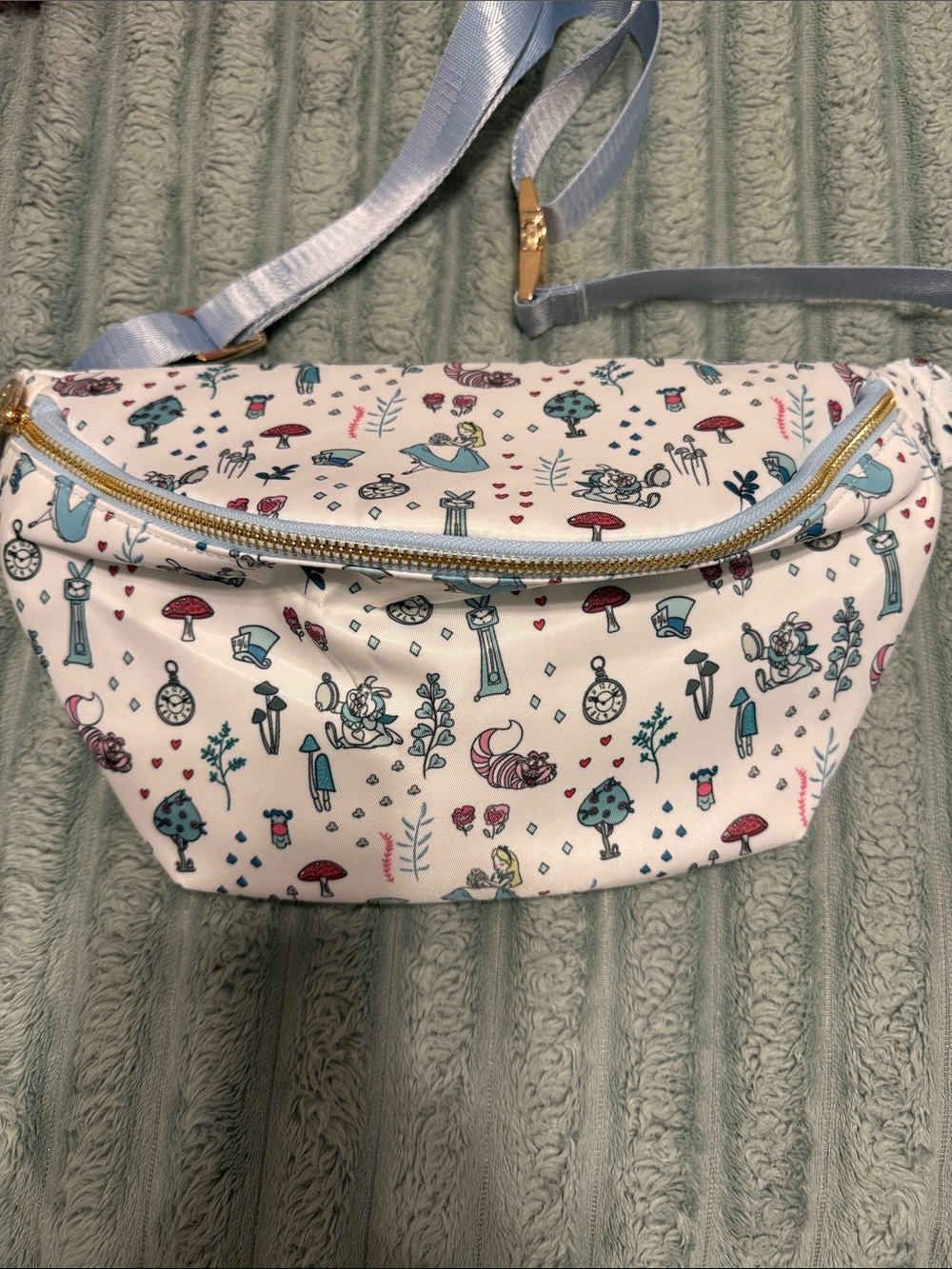 White Alice in Wonderland Print Large Belt Bag-Brand new.